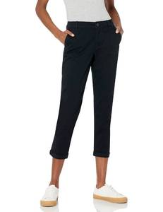 lot 2106 image: Amazon Essentials Womens Mid-Rise Slim-Fit Stretch Cotton Twill Cropped Capri Khaki Pants (Available in Plus Size), Black, 16 - Retail $31