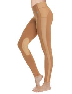 lot 2108 image: FitsT4 Sports Womens Riding Tights Knee Patch Ventilated Active Schooling Tights Tan XL - Retail $29