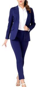 lot 2133 image: Womens Two Piece Suits Business Blazer Pant Suit Set for Work, Size 6 Navy - Retail $60