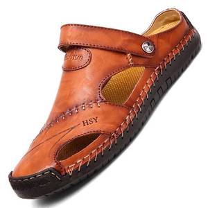 lot 2140 image: Mens Casual Leather Sandals Lightweight Trail Water Sandal Adjustable Two Ways size12 - Retail $31