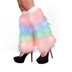 lot 2147 image: FlashingBlinkyLights Rainbow LED Light Up Funky Furry Leg Warmers - Retail $26