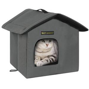 lot 4 image: Rest-Eazzzy Cat House for Outdoor Cats, Weatherproof and Insulated Feral Cat House with Mat and Clip, Easy to Put Together, Selfwarming Cat Shelter for Summer(Grey, Waterproof House-S) - Retail $22
