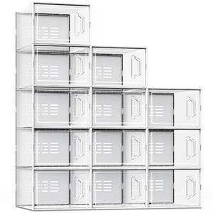 lot 17 image: SEE SPRING X-Large Shoe Storage Box Fit Size 11, Clear Plastic Stackable Shoe Organizer for Closet, Space Saving Sneaker Shoe Rack Containers Bins Holders for Entryway, 12 Pack Clear - Retail $40