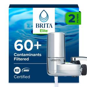 lot 31 image: Brita Faucet Mount Water Filter System, Chrome, No-Wait Filtration, Easy Install, Multi-Use Tap Water Filter for Kitchens, Bathrooms & Small Spaces - Retail $32