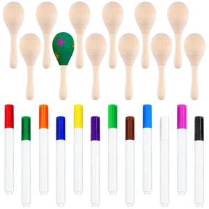 lot 38 image: Morcheiong 12Pcs DIY Mini Wooden Maracas for Kids with 12Pcs Multicolor Pens, Fiesta Mexican Maracas Favors, Cinco De Mayo Party Supplies Decorations - Retail $17