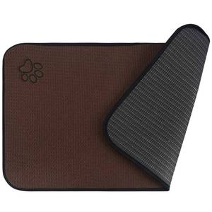 lot 44 image: SINLAND Microfiber Pet Bowl Mat Dog Cats Feeding Mats for Food and Water Dish Drying Mat with Anti-Skid Backing 14.2Inch x 24Inch Brown - Retail $13