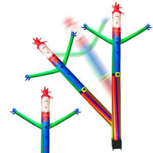 lot 53 image: 8ft Inflatable Air Waving Tube Dancer with Blower Set, Blow Up Inflate Santa Clause for Christmas Decorations (Santa Claus with Blue Shirt) - Retail $40