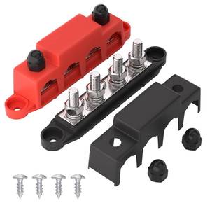 lot 59 image: APIELE Bus Bar 12V 250A Power Distribution Block with Cover, 4 x 38 Studs Battery Terminal Block for Marine, Automotive, RV, Solar Wiring (M10) - Retail $20