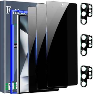 lot 60 image: Ferilinso 3 Pack Privacy Screen Protector for Samsung Galaxy S24 Ultra with 3 Pack Tempered Glass Camera Lens Protector Phone Case Friendly Accessories Protector de Pantalla for Samsung S24 Ultra - Retail $10