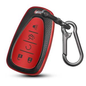 lot 63 image: MILD EAST Key Fob Cover, 5 Button Key Case for Equinox Malibu Trailblazer Traverse Volt Bolt, Red - Retail $10