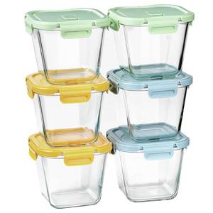 lot 64 image: Five Pack Susukkie Glass Soup Containers with Lids 32oz - Borosilicate Glass Storage Containers 4 Cup, Freezer to Microwave Safe, Airtight Leak Proof, Square Meal Prep Containers for Lunch Travel- 5 Pack - Retail $28