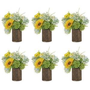 lot 65 image: (Flowers not Included)NUPTIO Wood Vases Rustic Centerpiece 6 Pcs 5.1 Wooden Vase for Home Decor - Brown Small Vase for Wedding Table Living Room Shelf Decor - Retail $44