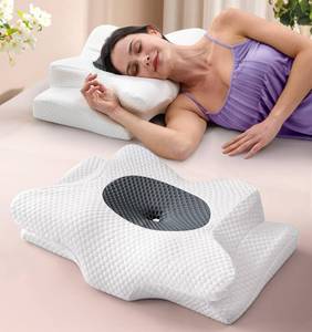 lot 71 image: Sleep Doctor Approved Cervical Neck Pillow Sleeping, Ergonomic Contour Side Sleeper Pillows Adults, Cooling Orthopedic Pillow Pain Relief Support, Memory Foam Back Stomach Sleepers Grey Standard - Retail $35