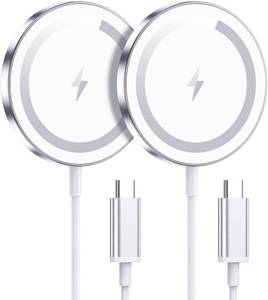 lot 72 image: WRVVR for Apple Mag-Safe Charger 2 Pack, Magnetic Wireless Charger for iPhone 1717 Pro17 Pro MaxAir16 15 14 13 12 Pro Max Plus mini, Charging Pad for Airpods Pro 3 2,Strong Magnet, Silver - Retail $15