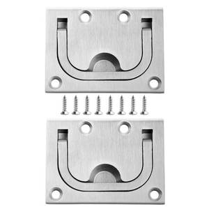 lot 79 image: TEANTECH 2 Pack of 316 Stainless Steel Hatch Pull Flush Lift Boat Ring Hatches Pull Handle with Mount Screws Recessed Handles for Boat Deck Hatch Handle or Other Home Furniture etc. - Retail $19