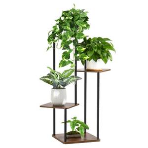 lot 80 image: GLOKUUCA 6 Tier Plant Stand Indoor Outdoor, Wood Metal Corner Shelf, Multiple Flower Pot Rack Holder Shelves, Planter Shelf Display Storage Organizer for Patio Living Room Balcony (Black)