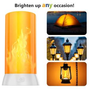 lot 111 image: 2PCS LED Flame Light, USB Rechargeable Flame Lamp with Remote & Timer, Waterproof Dimmable Flameless Candles Light for Home Party Garden Camping Halloween Christmas Decoration - Retail $31