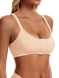 lot 115 image: Leovqn Post Surgery Bras Removable Padding Compression Bra Front Closure Elastic Bands Mastectomy Wireless Daily Bras,Nude,S - Retail $19