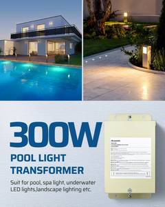 lot 120 image: DEWENWILS 300W Low Voltage Pool Light Transformer, 120V AC to 12V13V14V AC, Multi-tap Safety Transformer for Pool Lighting, Spa, Underwater Fountain Lights, Outdoor Landscape Lights�� - Retail $90