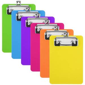 lot 124 image: FOUR Pcs, YellowOrangePurpleGreen Mini Clipboard, Small Plastic Clipboards 4�6 Inch A6 Size Pretty Cute Notepads Pocket Clip Board for Offices, Hospitals, Restaurants, Teacher Doctor Offices (Set of 4 Colors) - Retail $9