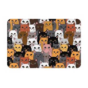 lot 127 image: Colorful Cats Entrance Welcome Door Mat, Soft Kitchen Rugs Indoor Floor Doormat Cartoon Kitten Washable Home Carpet Decor 23.6x15.7 in - Retail $15