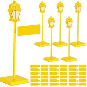 lot 132 image: Colingmill 6 Pcs Street Sign Lamp Post Centerpiece Wooden Lamp Post with Street Party Sign Sticker for Toy Decor Friend Birthday Party Supplies Decoration(8 Inch,Yellow) - Retail $8
