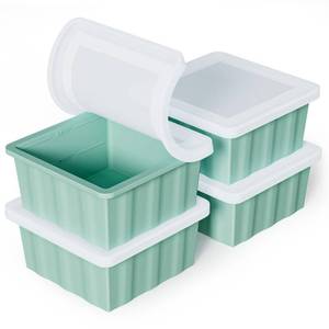 lot 138 image: Silicone Freezer Tray for Soup Ice Cubes 2-Cup Freezing Trays with Lid for Meal Prep - 4Pack Silicon Soup Portion Freeze Tray Make Stock Souped Ice Cube - Retail $20