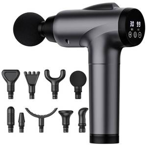 lot 144 image: OLsky Massage Gun Deep Tissue, Handheld Electric Muscle Massager, High Intensity Percussion Massage Device for Pain Relief with 9 Attachments & 30 Speed(Grey) - Retail $27