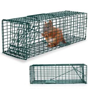 lot 151 image: Qualirey 2 Pcs Humane Squirrel Trap Heavy Duty Live Animal Chipmunk Catch and Release Rat Trap for Outdoor Small Animals Mouse Raccoon Stray Cat Rodent Weasels(Green) - Retail $36