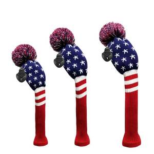lot 166 image: Scott Edward Golf Club Cover with a Pom Pom Set of 3 Fits Well Driver(460cc) Fairway Wood and Hybrid(UT) with Rotating Club Number Tags for MaleFemale Golfers (Blue Red White Star) - Retail $18