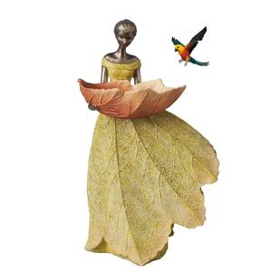 lot 169 image: DiliComing Fairy Garden Statue Bird Feeder - 12 Inch Fairy Statue for Home Decoration, Resin Outdoor Statues for Garden Decoration, Best Bird Feeder Gift for Women(Yellow) - Retail $35