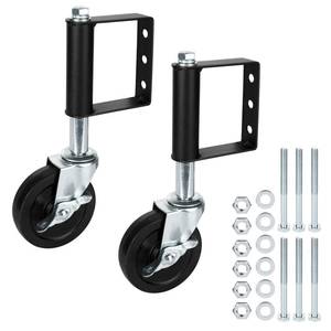 lot 183 image: 2 Pack Heavy Duty Gate Caster, 4 Inch Spring Loaded Wheel, Gate Wheels for Wooden Gate, Swivel Fence Wheels with Universal Mount Plate, 220-500 Lbs Load Capacity, Black - Retail $26