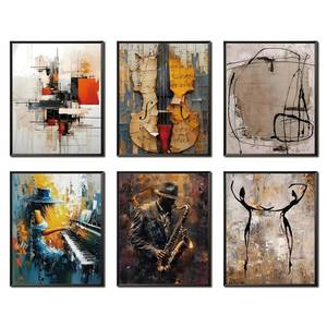 lot 188 image: Modern Abstract Music Wall Art Set of 6, Unframed Canvas Posters Prints, Jazz Musician Piano Violin Abstract Painting Artwork, Contemporary Colorful Wall Decor for Living Room Bedroom Office 8x10 Inch - Retail $10