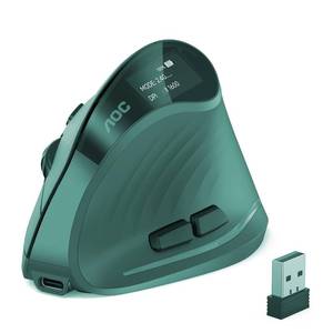lot 193 image: AOC 2.4GHz Ergonomic Mouse, Wireless Bluetooth Vertical Mouse for Work, 4800 DPI Optical Tracking, 5 Adjustable DPI, Quiet Clicks, RGB Light, Compatible with Computer, Laptop, PC, Mac, Desktop - Cyan - Retail $40