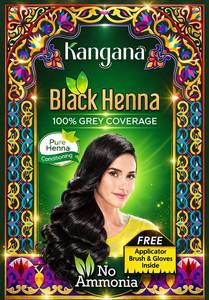 lot 200 image: Kangana Black Henna for 100% Grey Coverage - Natural Hair DyeColor  6 Pouches - Total 60g (2.11 Oz) - Retail $8