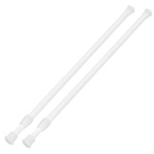 lot 211 image: Ginbel Direct 2 Pack Tension Curtain Rod 15.7-28 Inch, Small Short Adjustable Extendable Spring Loaded Rods for Windows Cabinet Blinds Closet Bedroom Kitchen Bathroom Door No Drilling, White - Retail $10