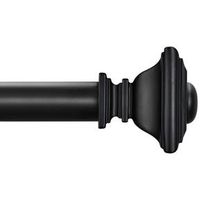 lot 217 image: BRIOFOX BLACK Curtain Rods for Windows 28 to 48 Inch Adjustable Length 1 Inch Diameter Heavy Duty Window Curtain Rods for Indoor Ourdoors With Classic Square Finials - Retail $22