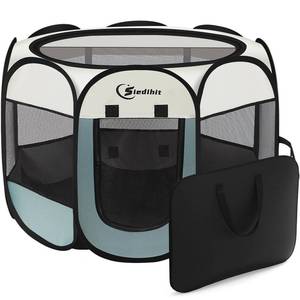 lot 960 image: Siedihit Dog Cat Playpen, Puppy Pet Playpen Indoor for Small Dog Crate Tent Cage Outdoor, Portable Pop Up Dogs Enclosure Kennel with Carrying Case for DogsCatsRabbits(Grey, Small - Retail $14