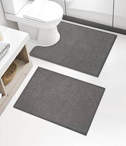 lot 998 image: Chakme 2 Piece Bathroom Rug Sets, Ultra Thin Bath Mat Quick Dry, Absorbent Non Slip Machine Washable, Dark Grey, 17 x 24 - Retail $28