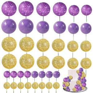 lot 1000 image: BEISHIDA 40 Pcs Ball Cake Toppers Mini Balls Cake Decorations Purple Gold Foam Balls DIY Cake Topper for Baking Congrats Grade 2026 Graduation Birthday Mardi Gras Lakers Decorations (Purple Gold) - Retail $10