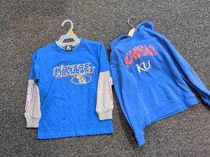 lot 30 image: Kansas Jayhawks KU Sweatshirt and Long Sleeve Shirt Set size 5-6 and 7-8