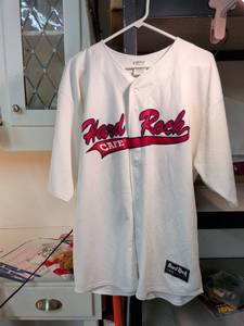 lot 55 image: Hard Rock Cafe White Baseball Jersey Size XL