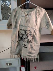 lot 81 image: African Woven Cotton Tunic with Elephant Design Size S