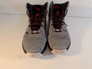 lot 131 image: Adidas Mens Basketball Shoes Gray Black Red High Top Sneakers Size 7