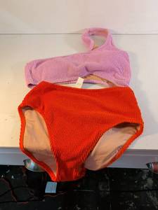 lot 159 image: J.Crew Textured Bikini Set Pink and Orange Size 8