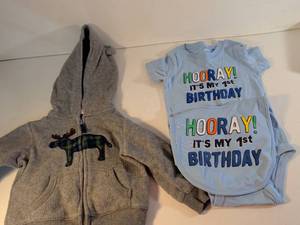 lot 160 image: Baby Boys First Birthday Clothing Bundle with Hoodie