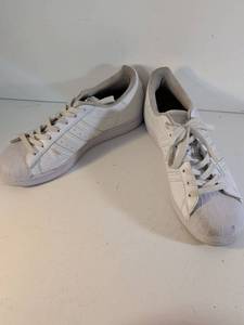 lot 191 image: Adidas Superstar Shell Toe Sneakers White Leather Size 10