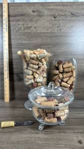 lot 105 image: Wine Cork Collection with Glass Storage Containers