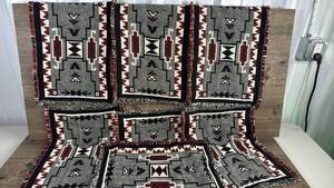 lot 115 image: Southwestern Native American Pattern Woven Textile Placemats Set