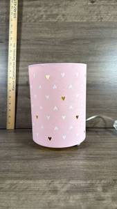 lot 116 image: Pink Table Lamp with White Heart Pattern